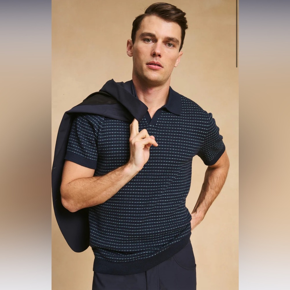 Johnny Collar Polo—Sky Captain/Stormy Sea Green
